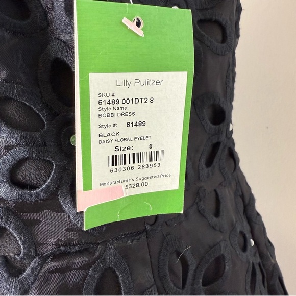 Lilly Pulitzer Bobbi Dress Size 8 Black Daisy Floral Eyelet NWT - Picture 6 of 8